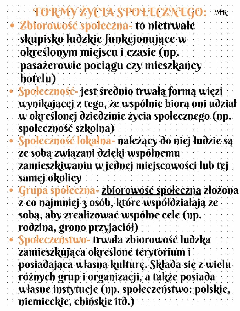 MK
Społeczeństwo
POJĘCIA:
Status- to określenie miejsca danej jednostki
(lub jednostek w zbiorowości).
Rola społeczna- prezentowanie w konta