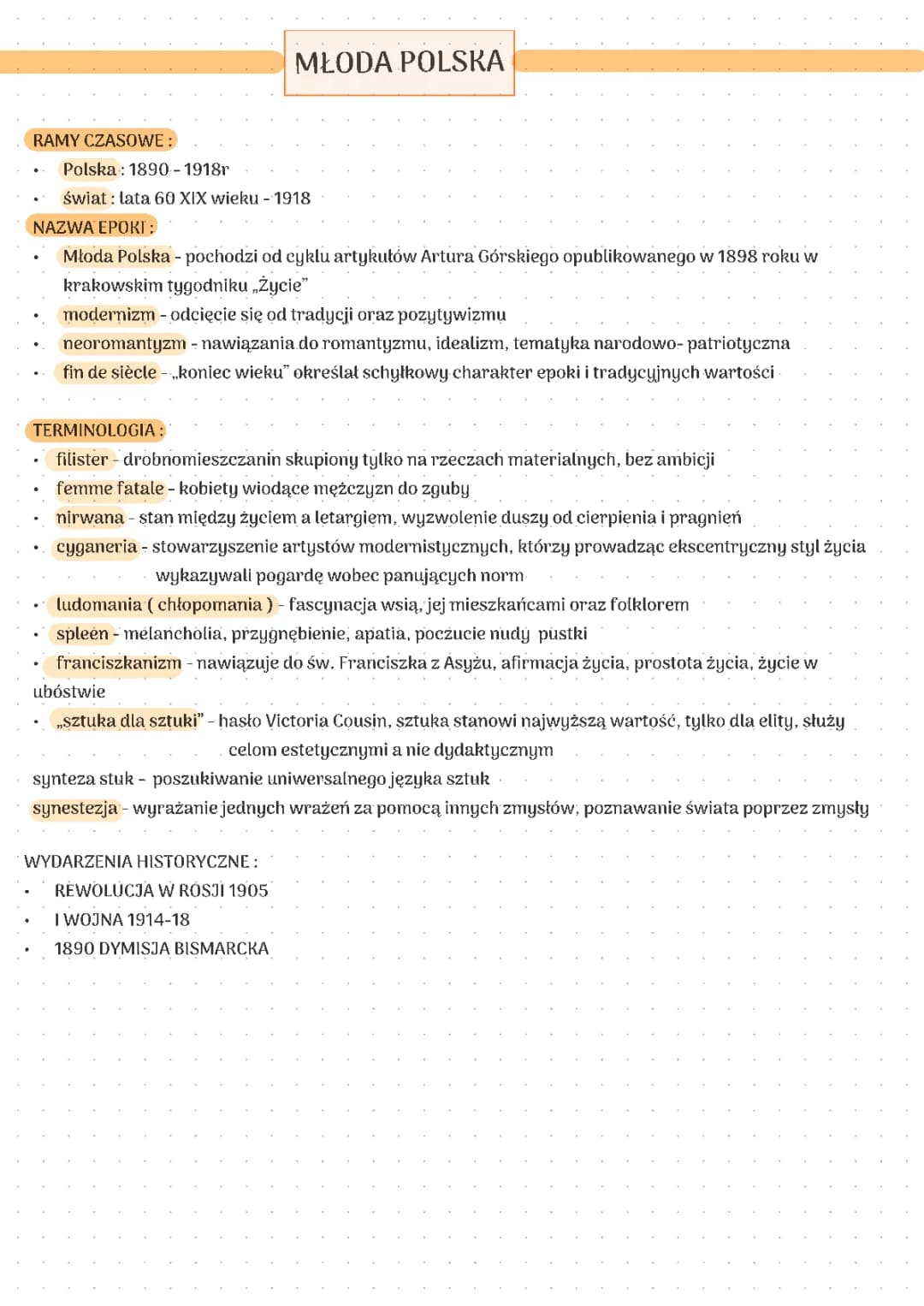 MŁODA POLSKA - POWTÓRZENIE