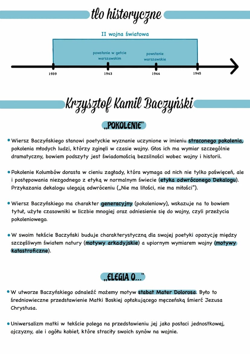 Wojna i okupacja
pojęcia
czas spełnionej apokalipsy - okres II wojny światowej, spełnienie katastroficznych wizji,
totalna zagłada dotychcza