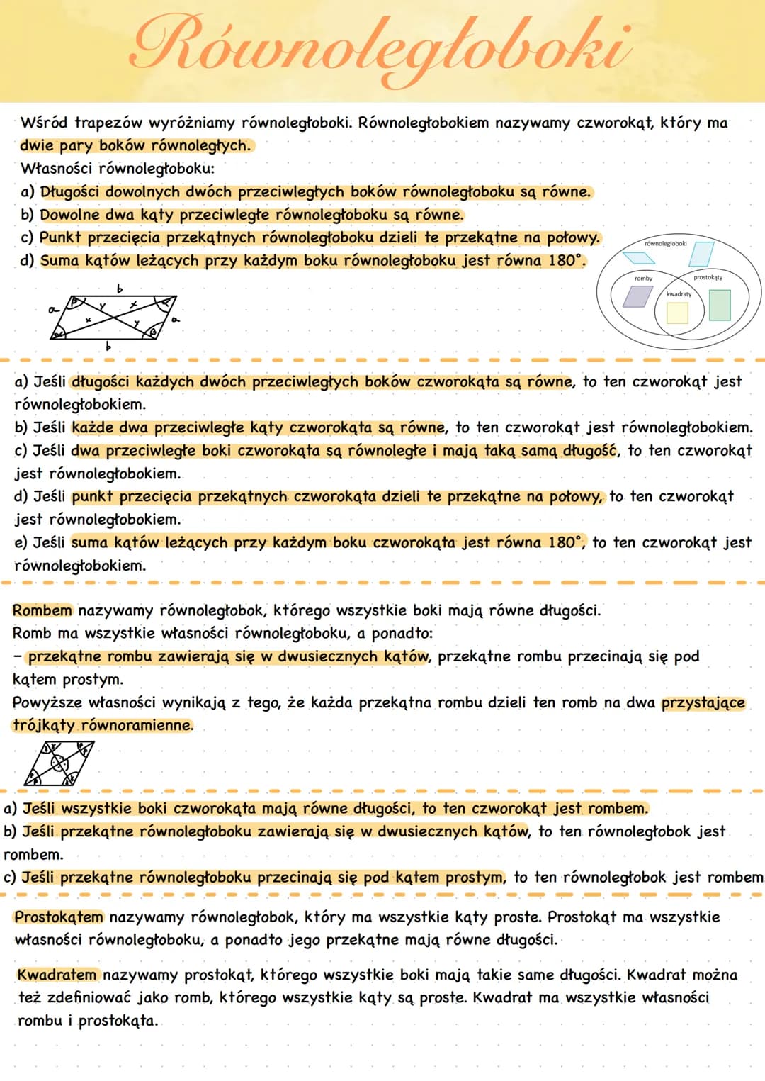Podział czworokątów. Trapezoidy
Ze względu na liczbę par boków równoległych czworokąty wypukłe dzielimy na:
●
• trapezoidy, czyli czworokąty