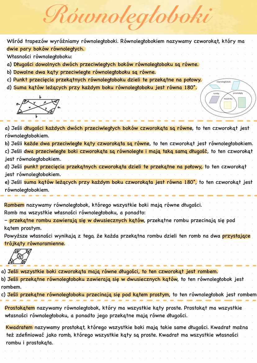 Podział czworokątów. Trapezoidy
Ze względu na liczbę par boków równoległych czworokąty wypukłe dzielimy na:
●
• trapezoidy, czyli czworokąty