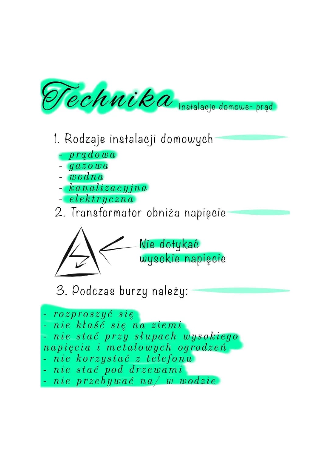 Instalacje domowe- prąd     Technika klasa 6