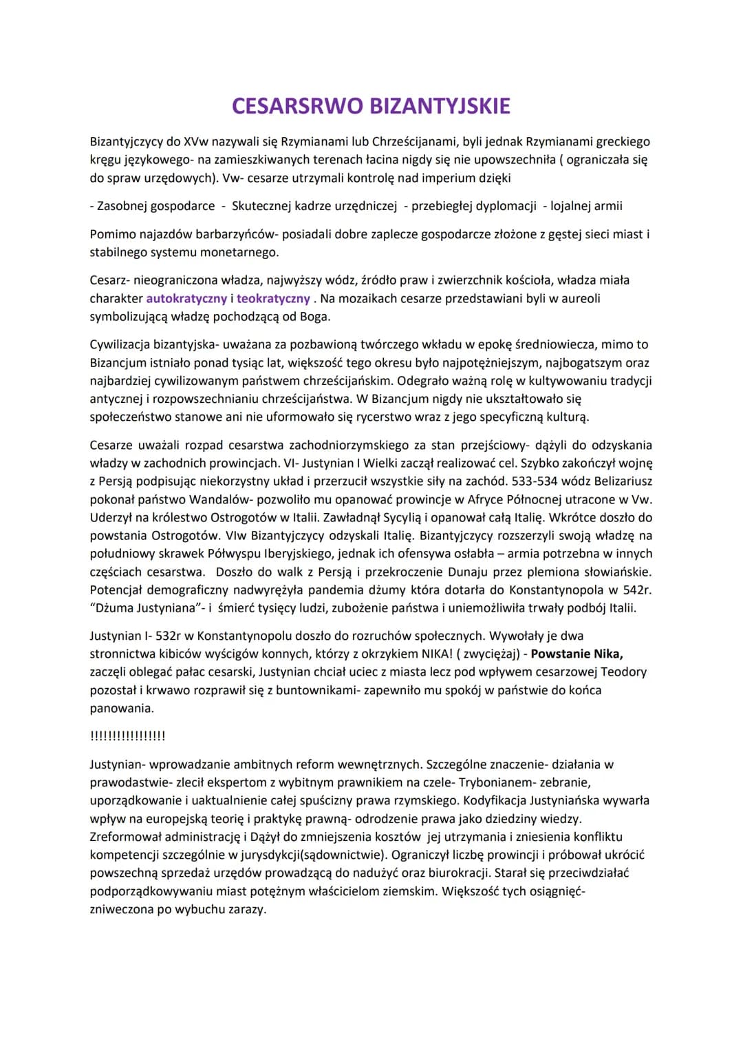 CESARSRWO BIZANTYJSKIE
Bizantyjczycy do XVw nazywali się Rzymianami lub Chrześcijanami, byli jednak Rzymianami greckiego
kręgu językowego- n