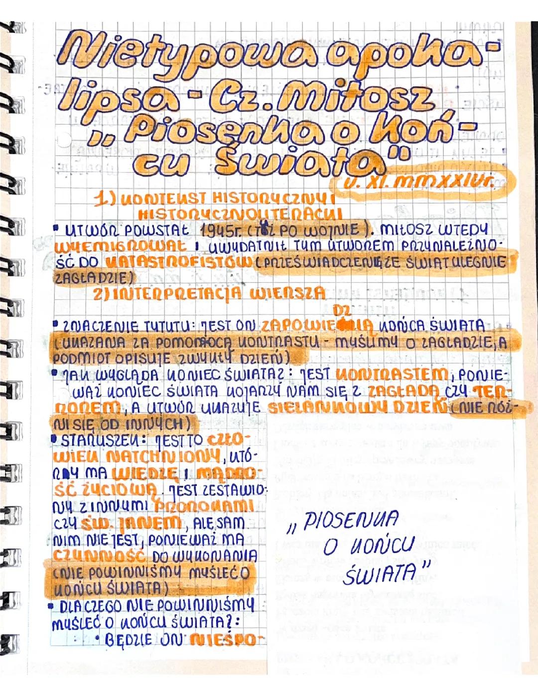 "Piosenka o końcu świata" – Analiza Utworu Czesława Miłosza