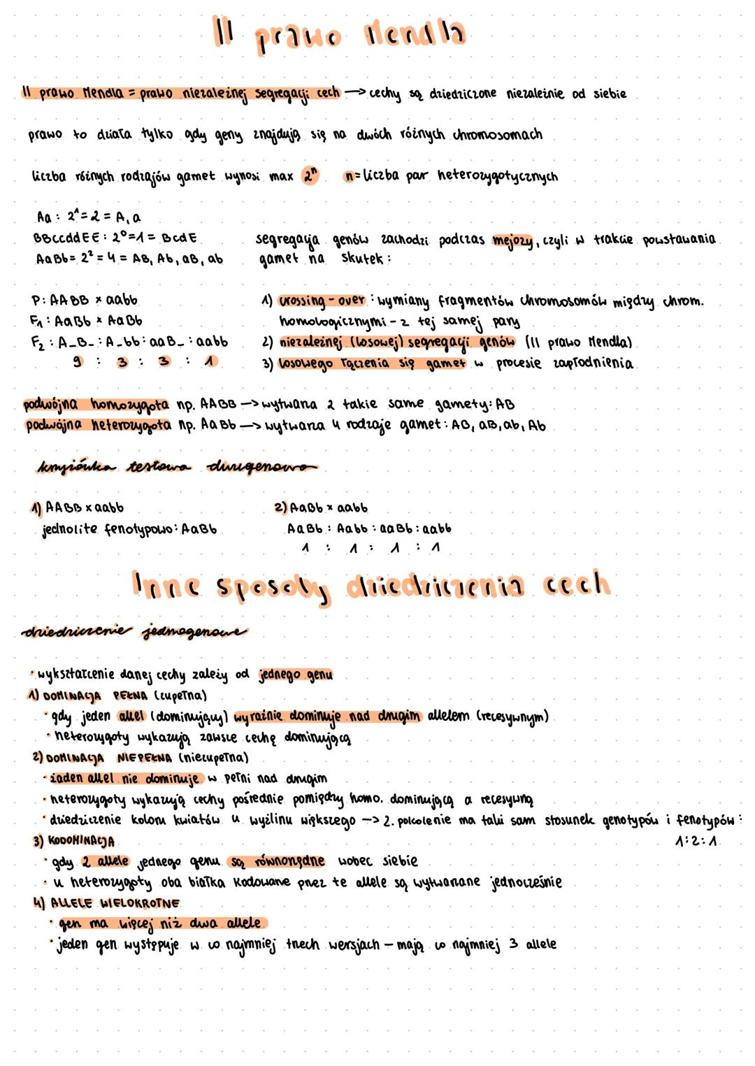 # Il prawo Hendl

Il prawo Mendila = prawo niezależnej segregacji cech cechy są dziedziczone niezależnie od siebie
prawo to działa tylko gdy