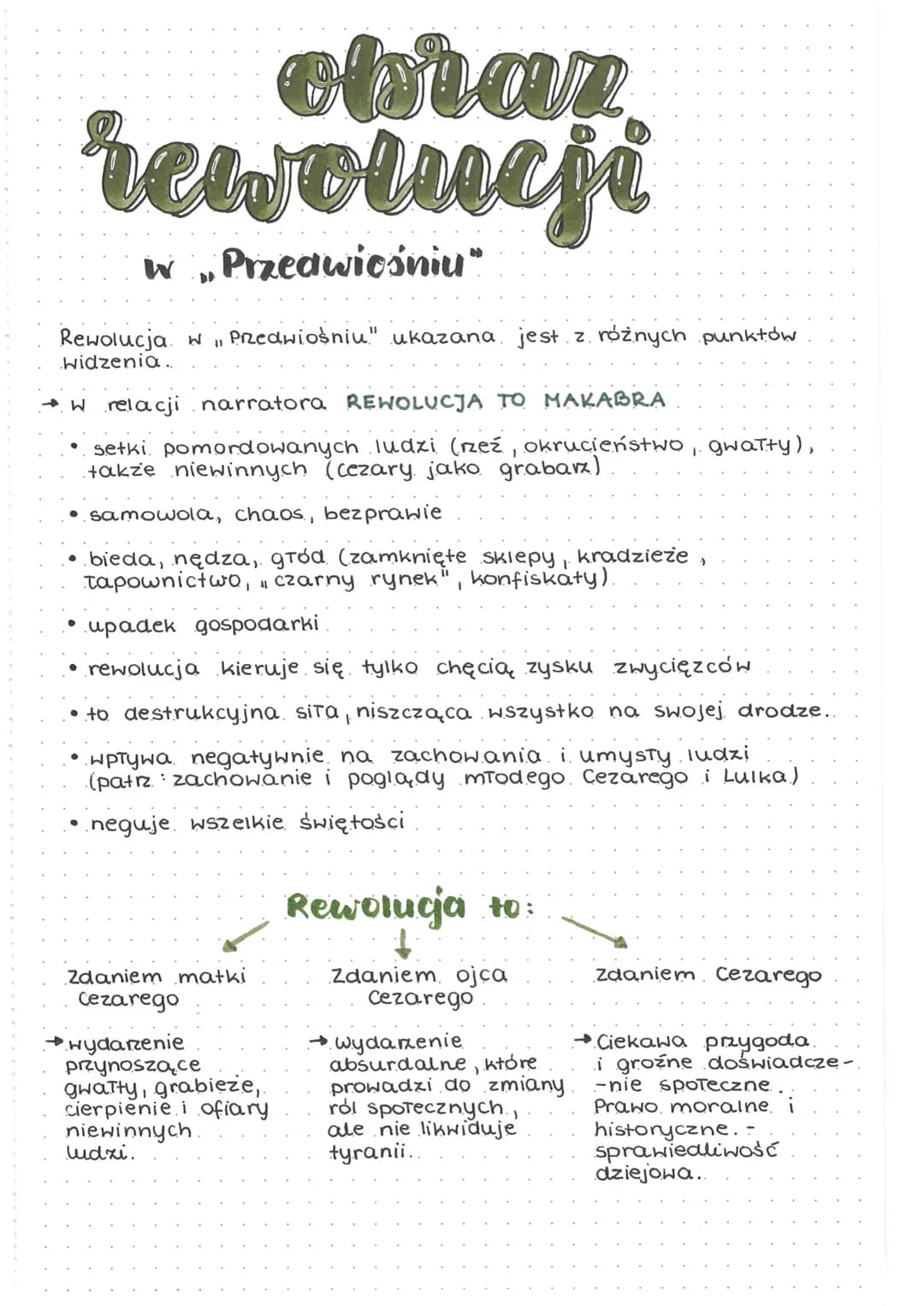 obraz
rewolucji
W Przedwiośniu”
Rewolucja w Przedwiośniu" ukazana jest z różnych punktów
widzenia..
→w relacji narratora REWOLUCJA TO MAKABR