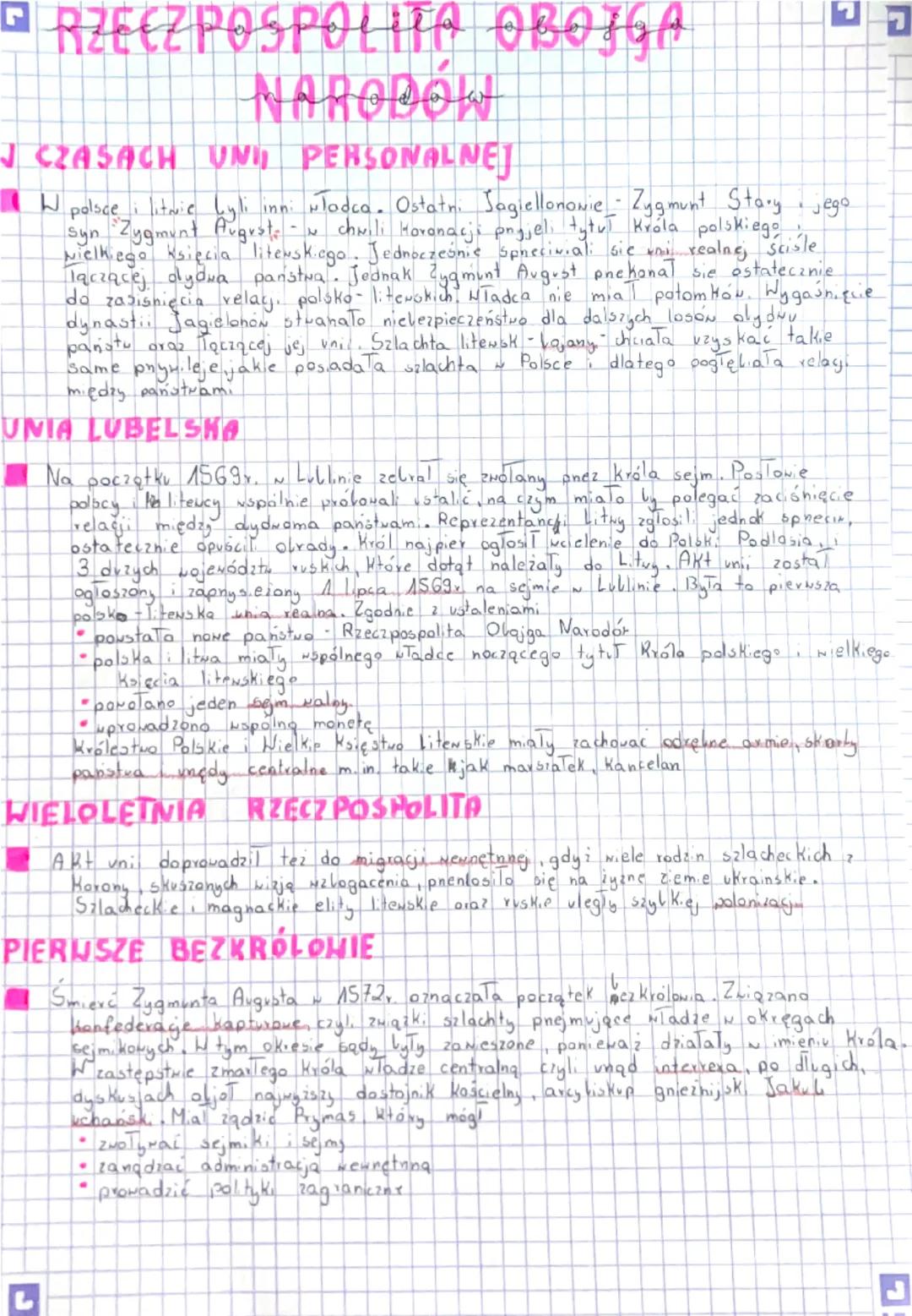 ■ RZECZPOSPOLITA OBOJGA
NARODÓW

J CZASACH UNI PERSONALNEJ

W polsce i litwie byli inni władca. Ostatn, Jagiellonowie Zygmunt Stary jego
Syn