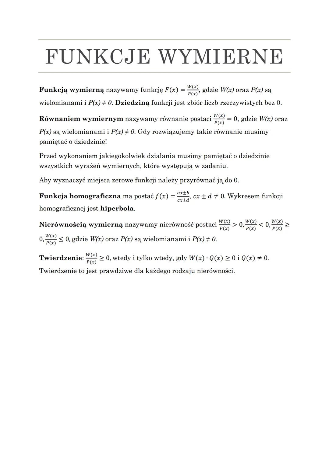 Funkcje wymierne i ich zastosowania w matematyce