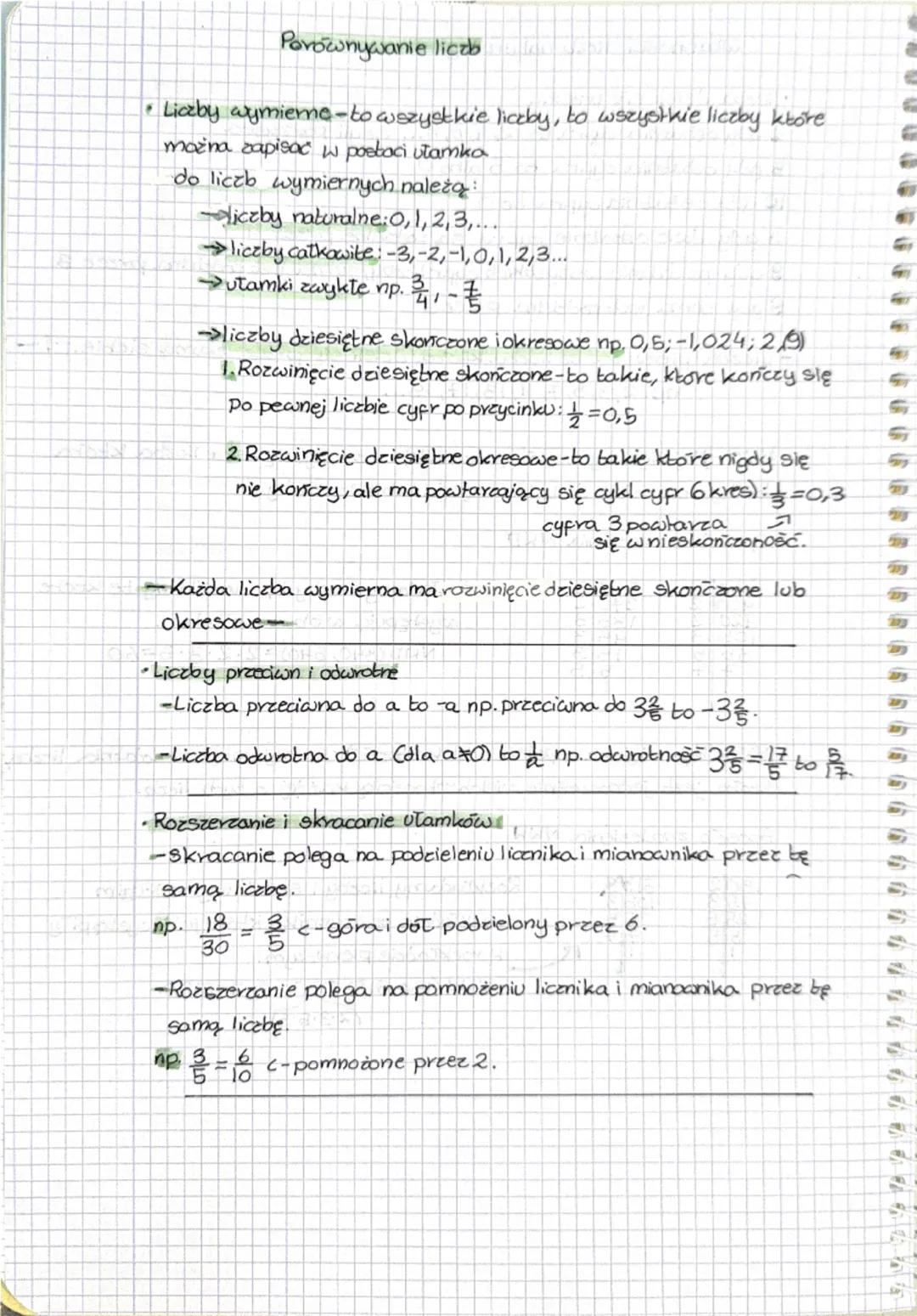 Porównywanie liczb
•Liczby wymieme-to wszystkie liczby, to wszystkie liczby które
można zapisać w postaci ułamka
do liczb wymiernych należą: