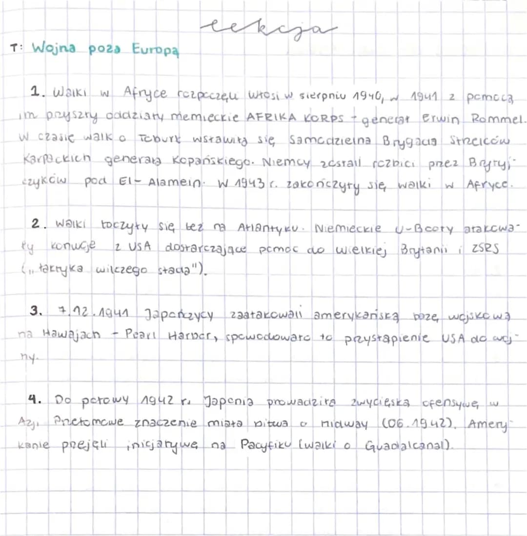 Wojna poza Europą: notatka i prezentacja