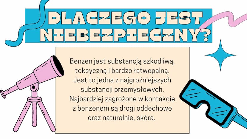 BENZN
czyli niewidzialny truciciel SY 8
Jest to bezbarwna ciecz o
charakterystycznym zapachu. Nie
rozpuszcza się on w wodzie i jest
substanc