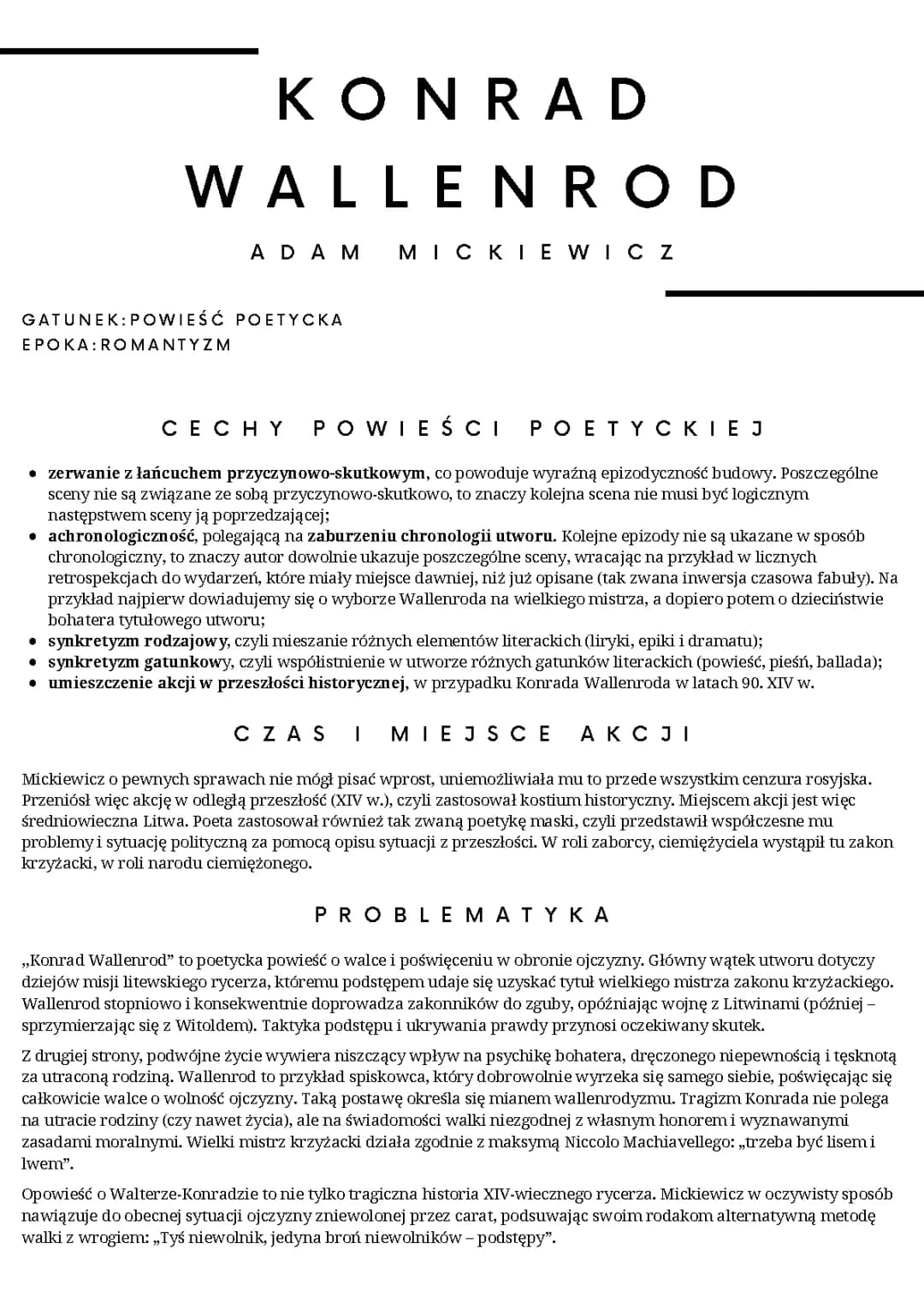 Konrad Wallenrod - Powieść Poetycka Adama Mickiewicza