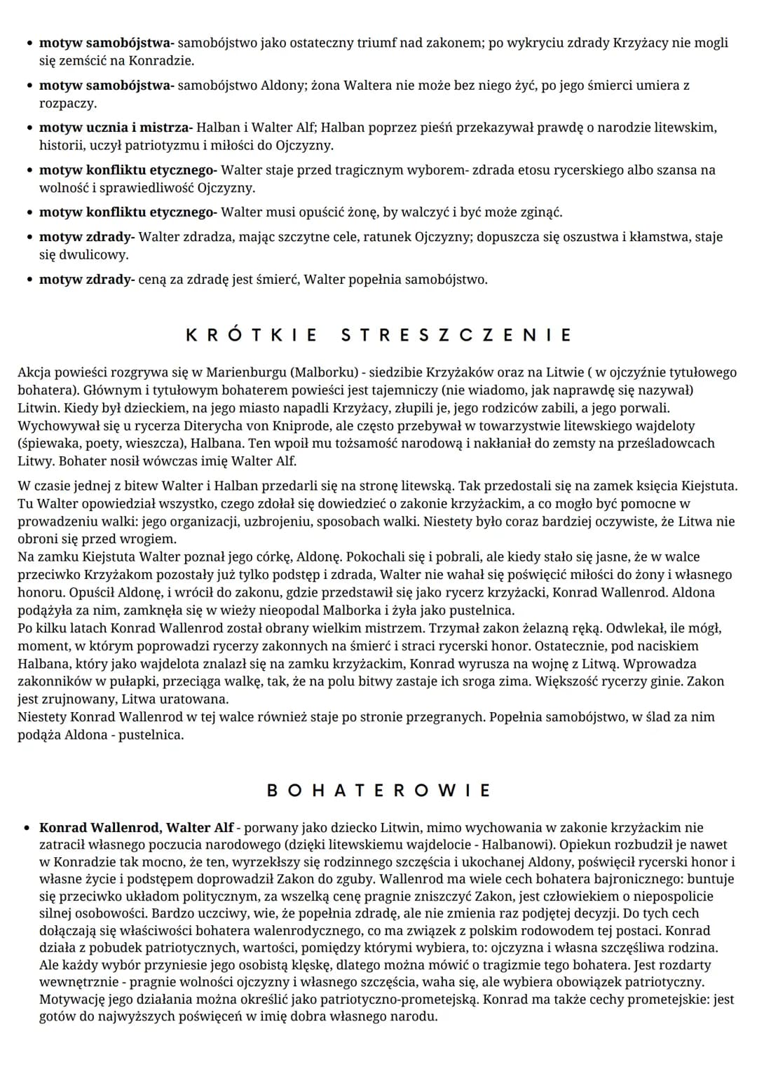 KONRAD
WALLENROD
ADAM MICKIEWICZ
GATUNEK:POWIEŚĆ POETYCKA
EPOKA: ROMANTYZM
CECHY POWIEŚCI POETYCKIEJ
• zerwanie z łańcuchem przyczynowo-skut