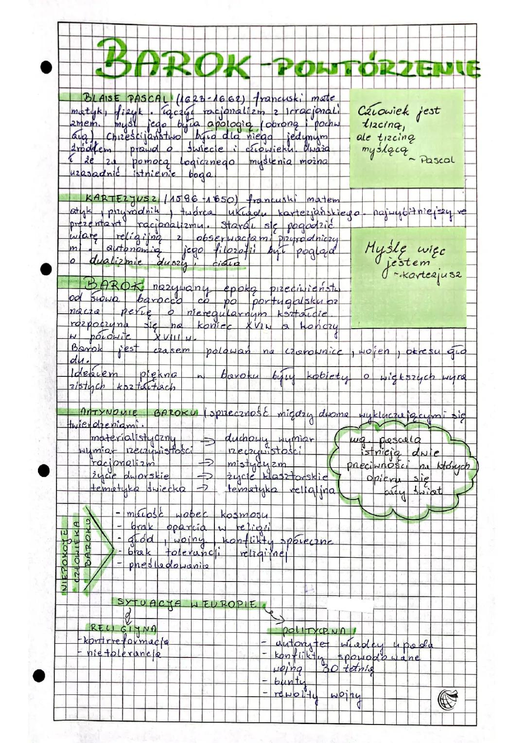 Barok Notatki PDF: Powtórzenie do Liceum i Matury