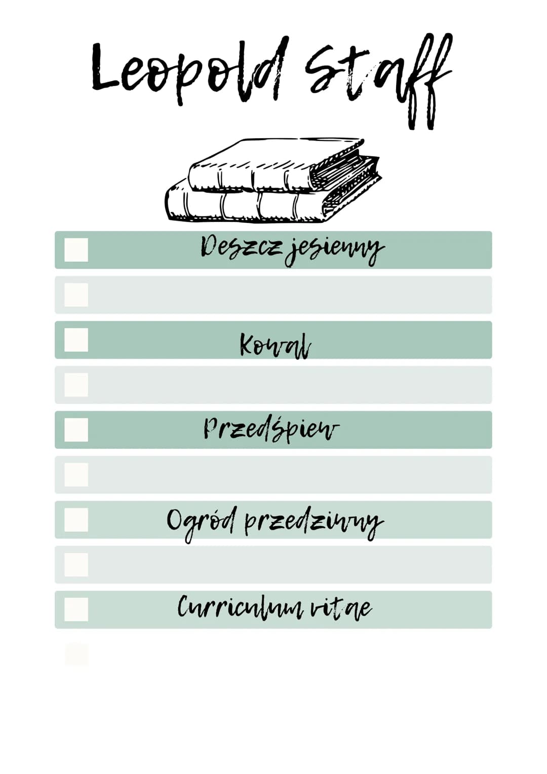 
<p>Leopold Staff był nietypowym pisarzem, który tworzył w trzech różnych epokach: młodej Polsce, 20-leciu międzywojennym i po wojnie. Te ep