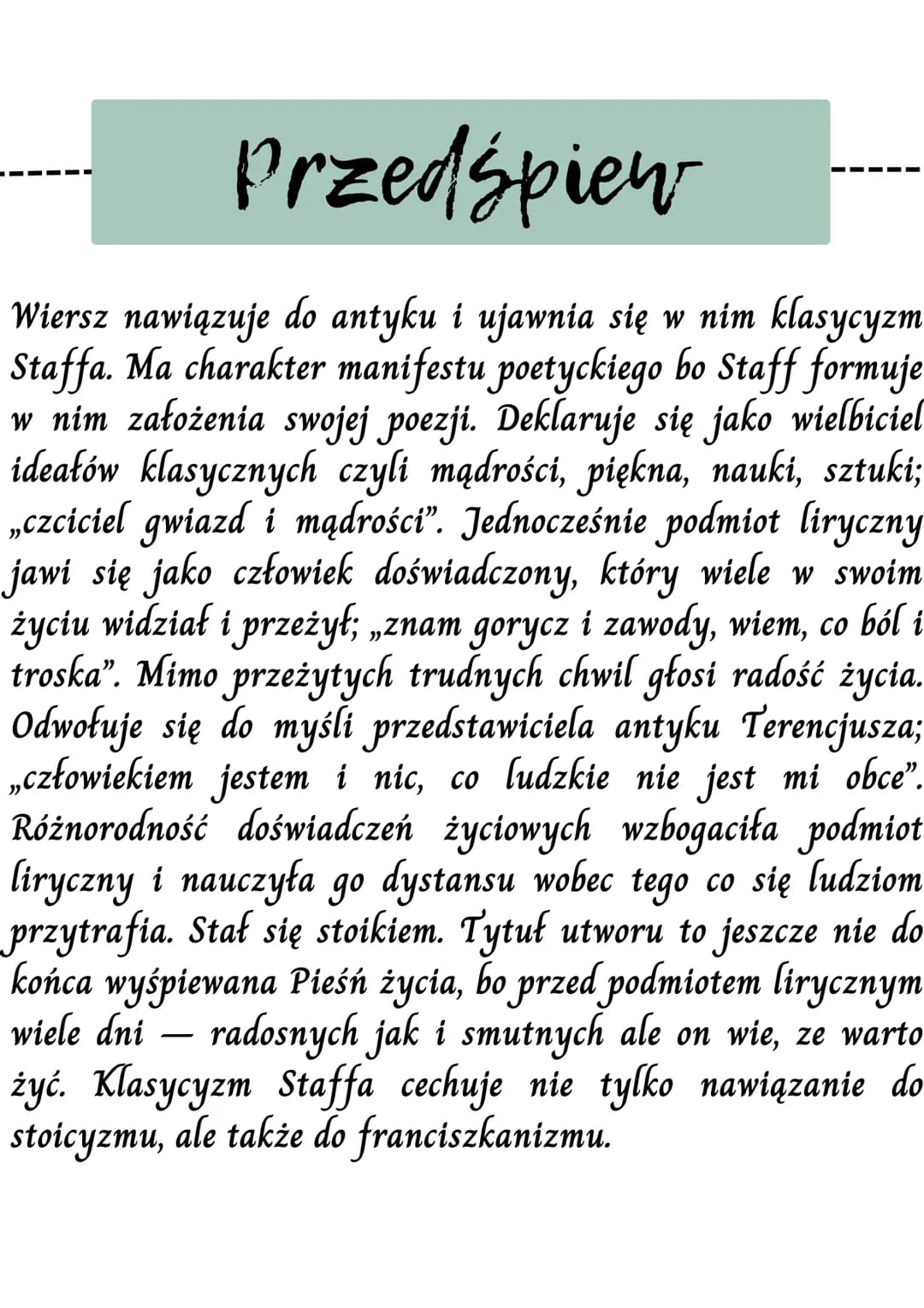 
<p>Leopold Staff był nietypowym pisarzem, który tworzył w trzech różnych epokach: młodej Polsce, 20-leciu międzywojennym i po wojnie. Te ep