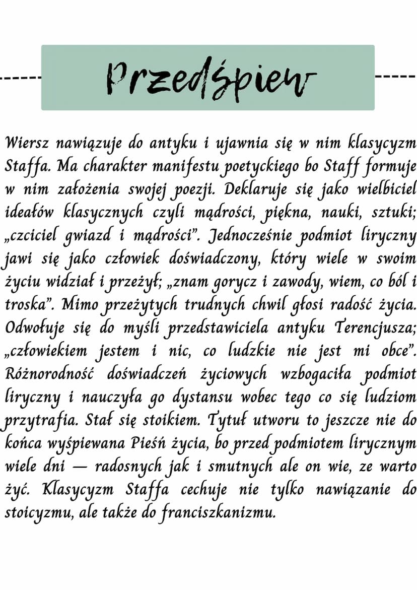 
<p>Leopold Staff był nietypowym pisarzem, który tworzył w trzech różnych epokach: młodej Polsce, 20-leciu międzywojennym i po wojnie. Te ep