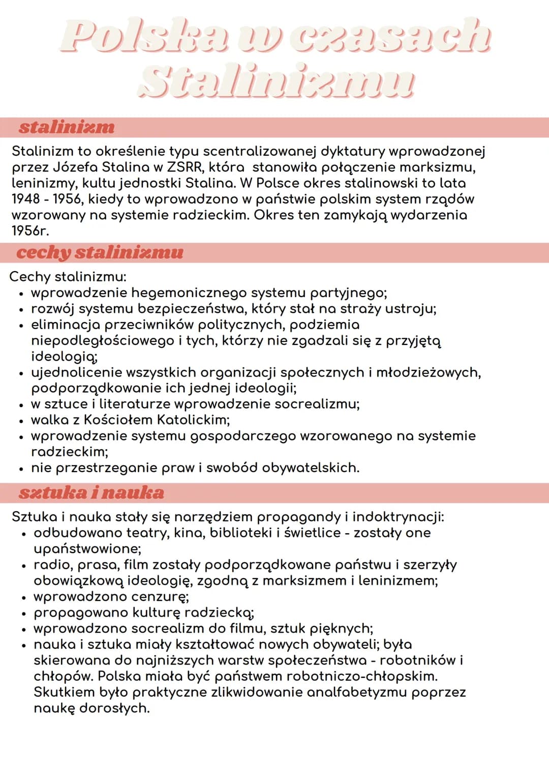 stalinizm
Stalinizm to określenie typu scentralizowanej dyktatury wprowadzonej
przez Józefa Stalina w ZSRR, która stanowiła połączenie marks