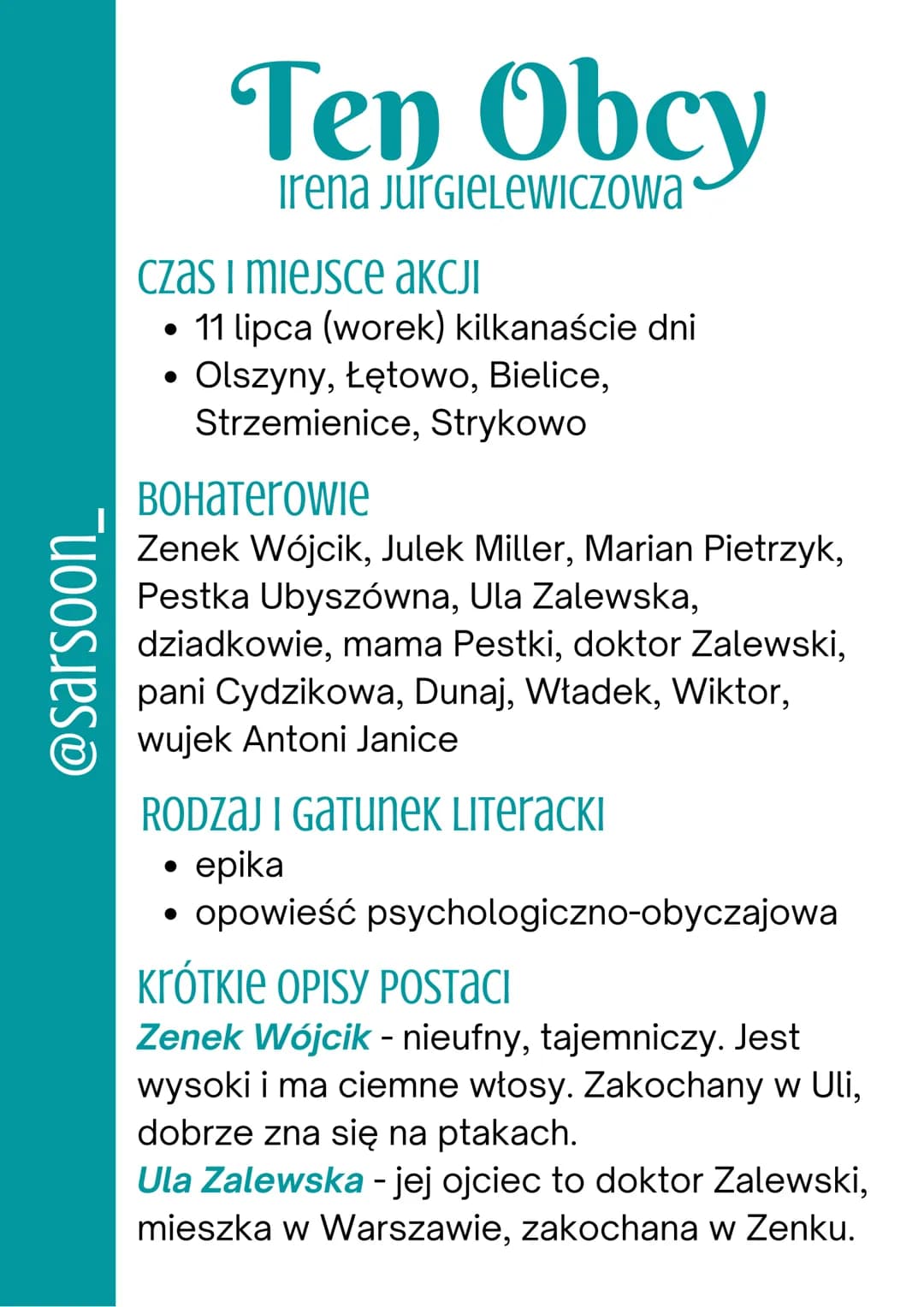 les
Ten Obcy
Irena JurgIELEWICZOWa
czas i miejsce akcJI
• 11 lipca (worek) kilkanaście dni
Olszyny, Łętowo, Bielice,
Strzemienice, Strykowo
