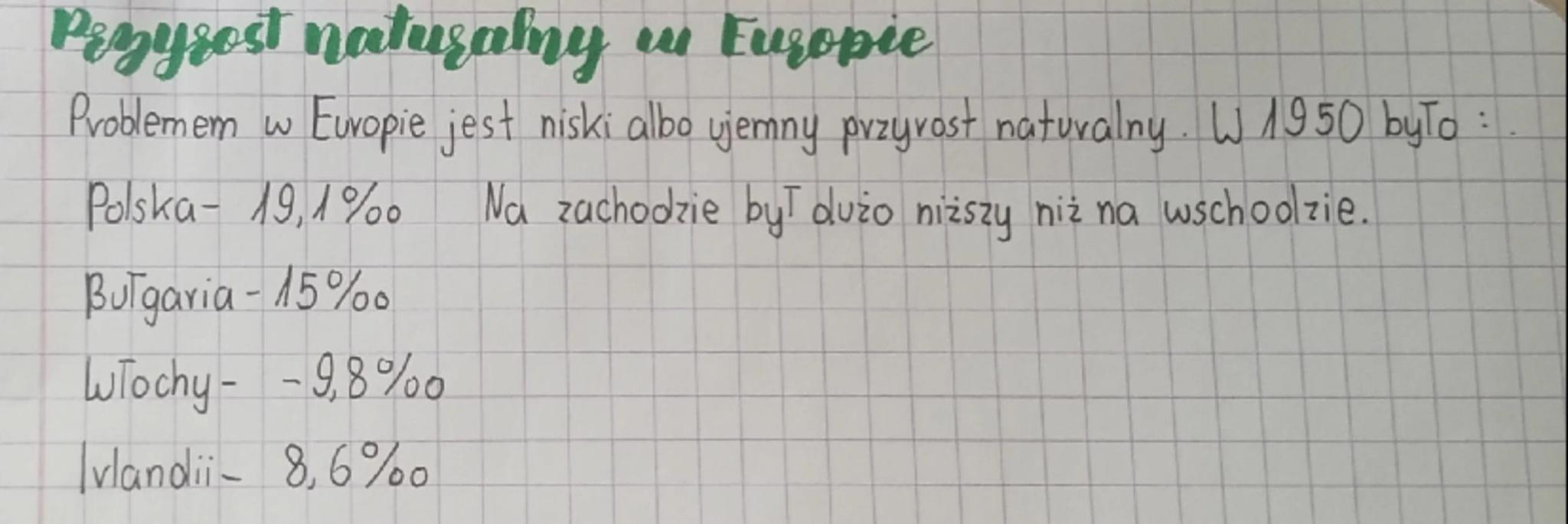 # Zmiany liczby ludności Polski i Europy

Europy

1950 r. - 549 mln osób w Europie (22%)

2021r. - 746 mh osco (9,5%)

Polski

Stało się tak