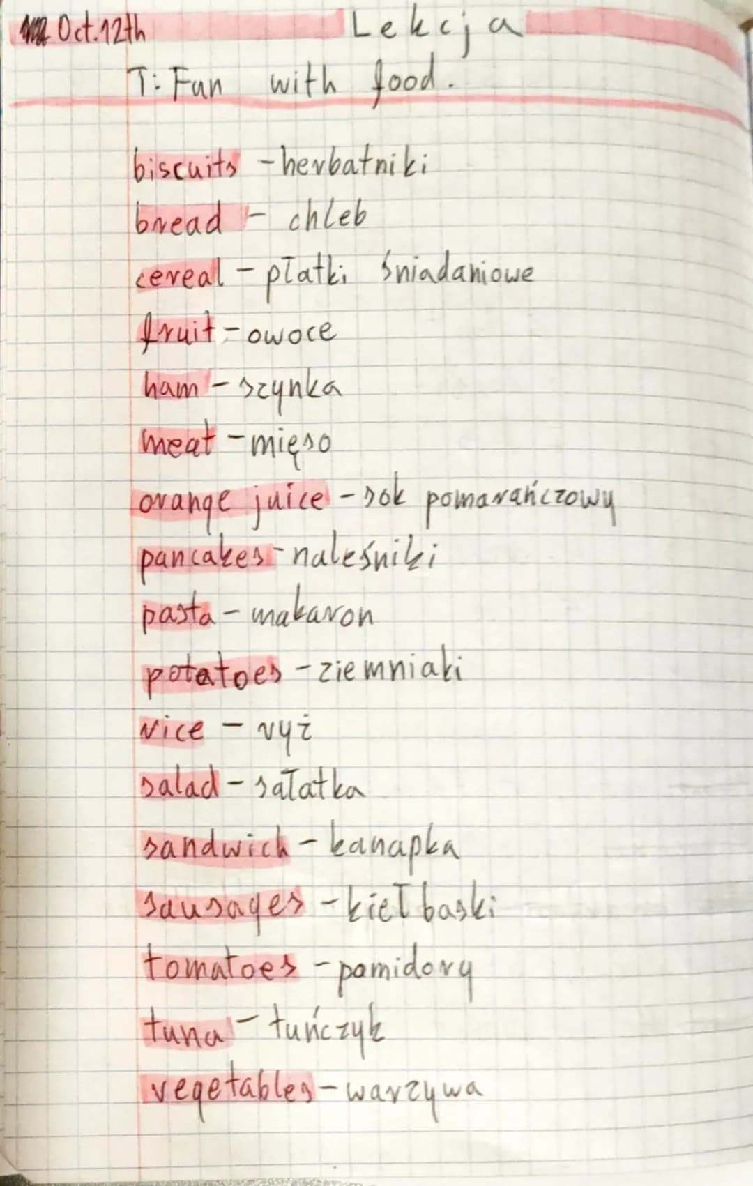 Nazwy jedzenia po angielsku dla dzieci - Zabawy i ćwiczenia do druku