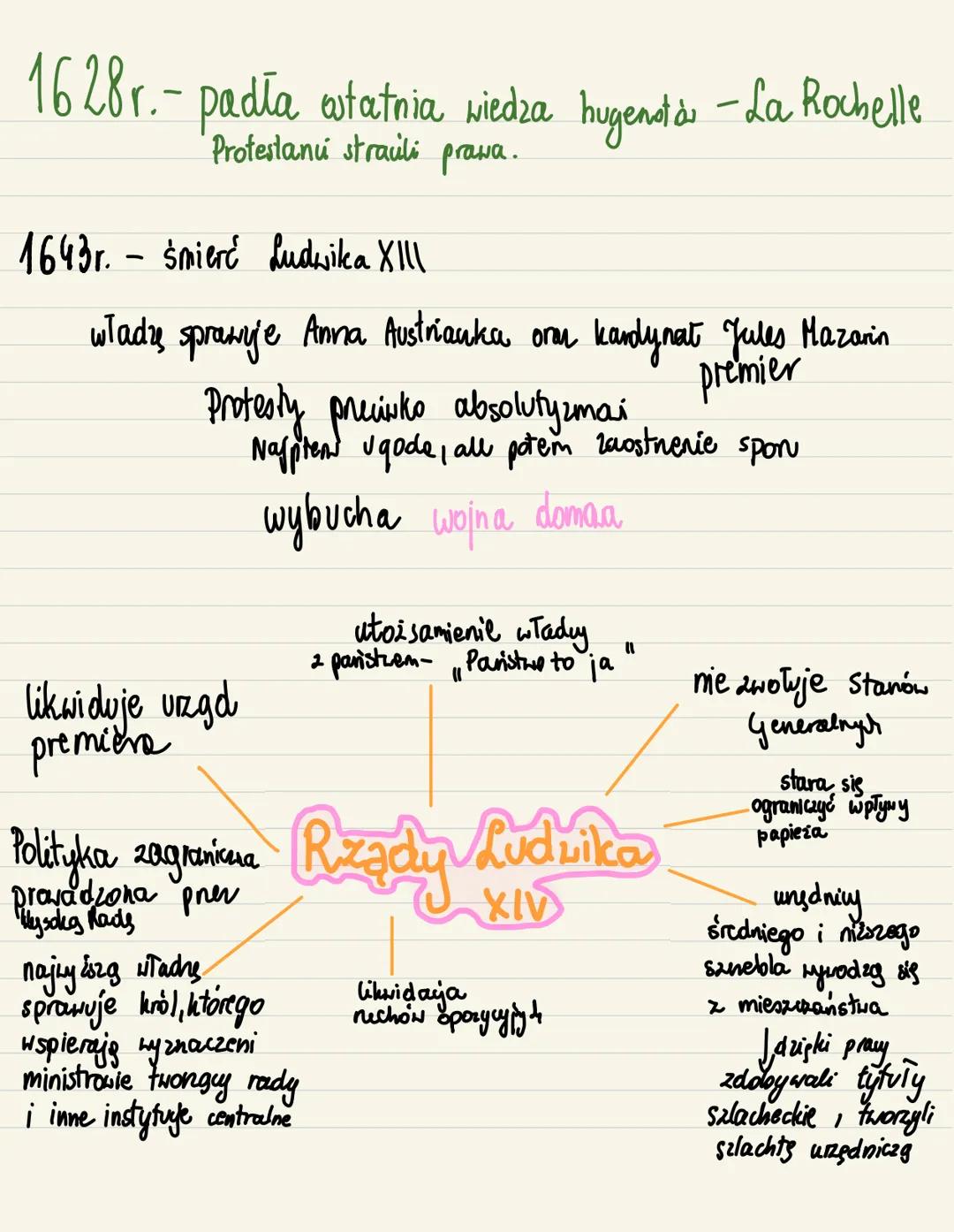 3) Absolutyzm
Henryk IV Burbon - 1594-1610 panował
↓
wygas!!
konflikt
religijny
we Frany's
WzmocmT
władzę
królewskg
zreformerat
aparat ungdn