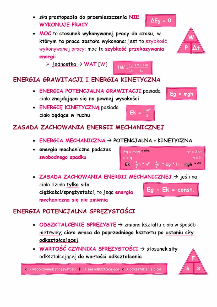 ZASADA ZACHOWANIA
rodzaje energii
➤ kinetyczna
➤ potencjalna ciężkości/grawitacji
potencjalna sprężystości
energia i jej przemiany
ENERGII
➤
