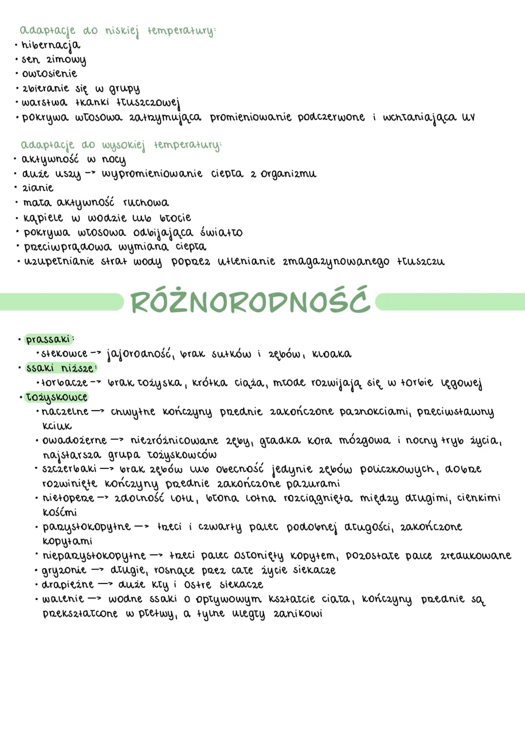 Statocieplne
obecność
prepony
ļ
płaski mięsień
oddzielający
jame bruszna
od klatki piersiowej
karmienie młodych miekiem
(odruch ssania)
ssah