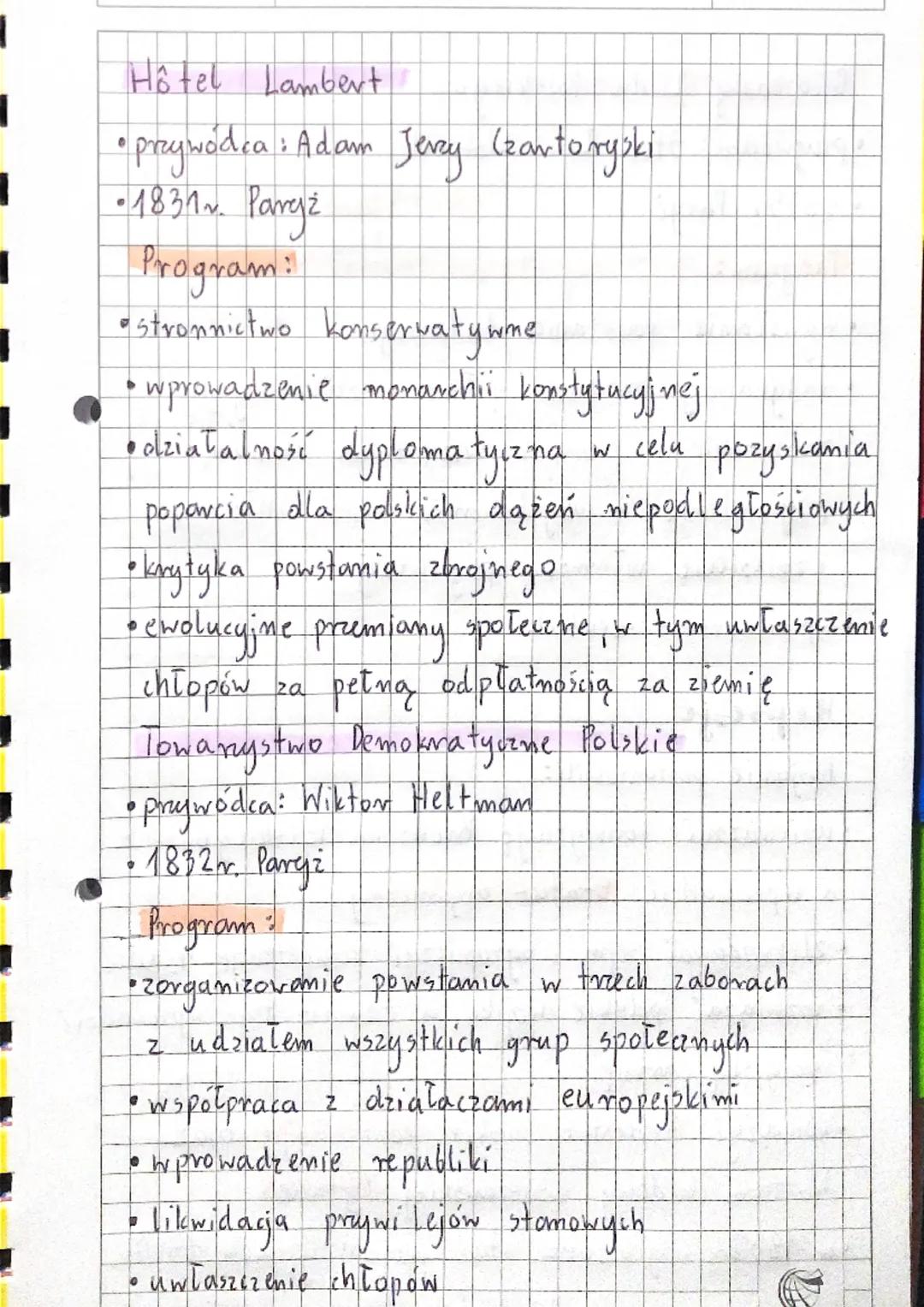 Polacy po powstaniu listopadowym
Wielka emigracja - Pala wyjazdów polaków
po upadku powstania listopadowego
Paryz
Berno
Przyczying &
Londyn
