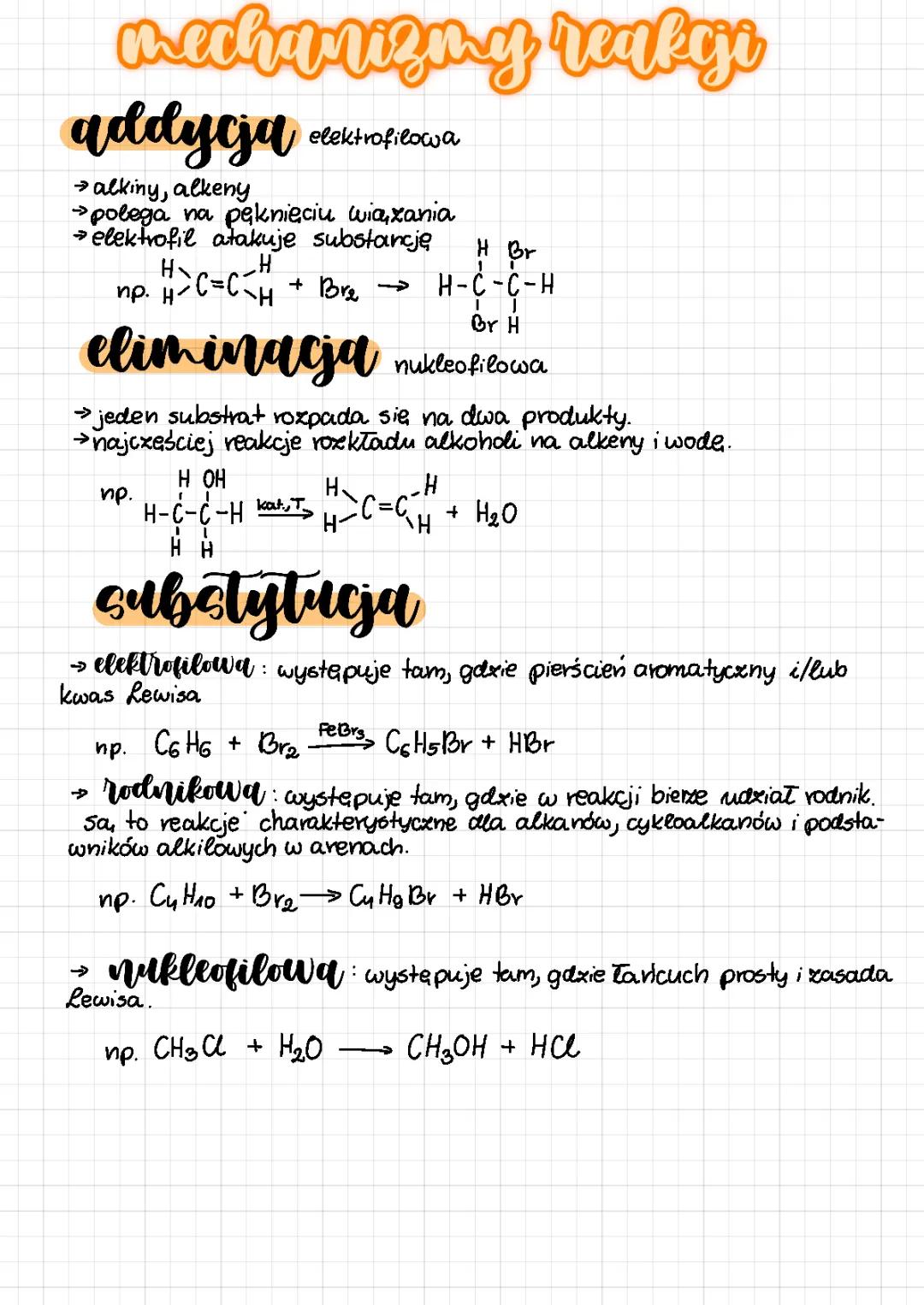 Typy i Mechanizmy Reakcji Organicznych: Addycja, Substytucja, Eliminacja