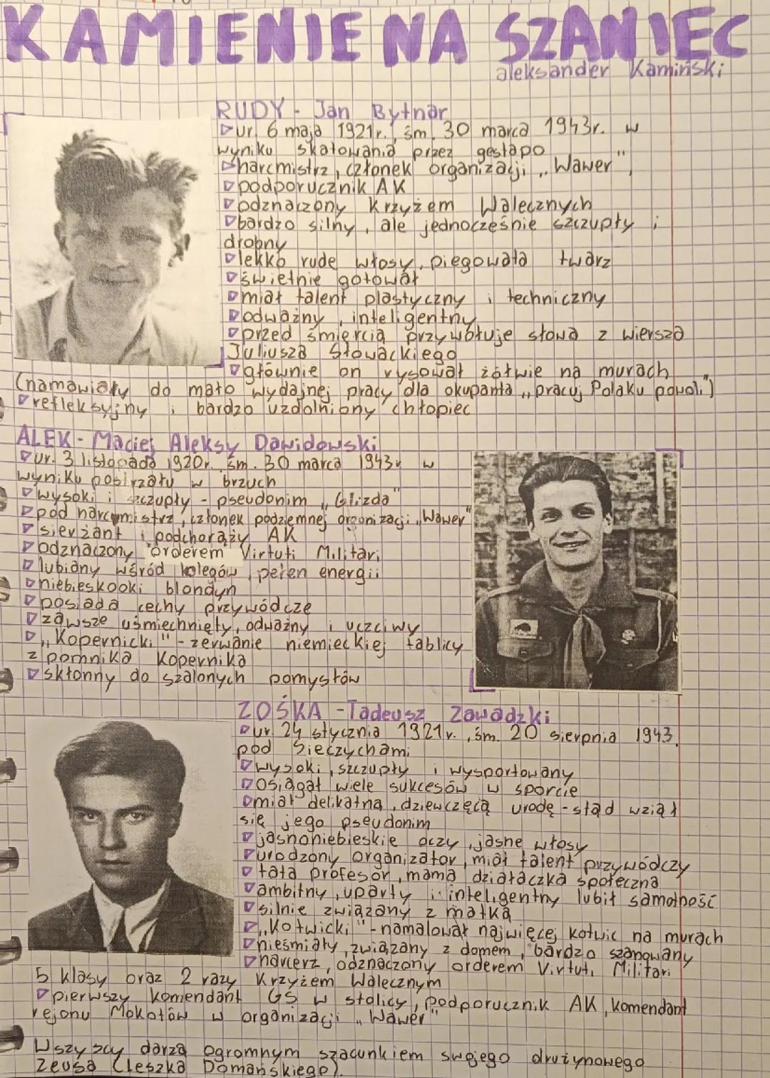 Kamienie na szaniec charakterystyka bohaterów 