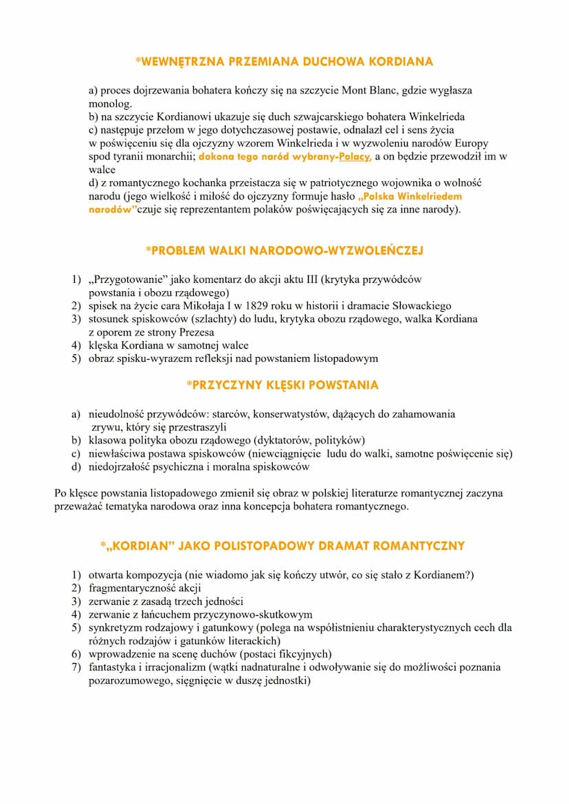„KORDIAN”
JULIUSZ SŁOWACKI
*GENEZA UTWORU:
-autor chciał w utworze (napisanym w 1833 roku) dać odpowiedź na pytanie dlaczego
powstanie listo