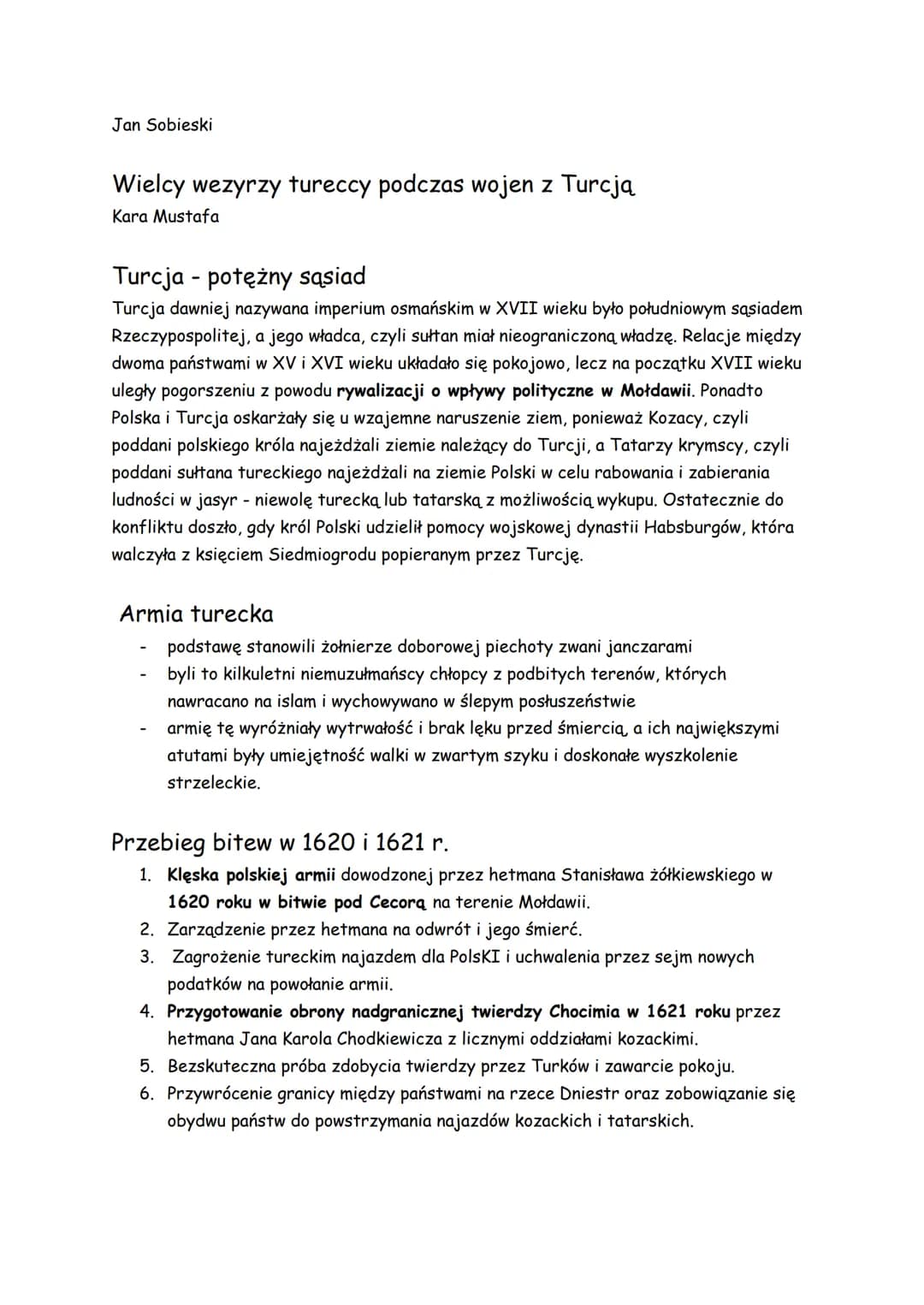 Wojny z Turcją
temat 5 dział III
Ważne daty
1620 r. bitwa pod Cecorą
1621 r. obrona twierdzy Chocim przed zdobyciem armii tureckiej
1672 r. 