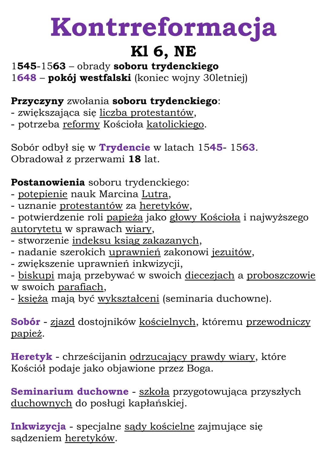 Kontrreformacja (Kl 6, NE)