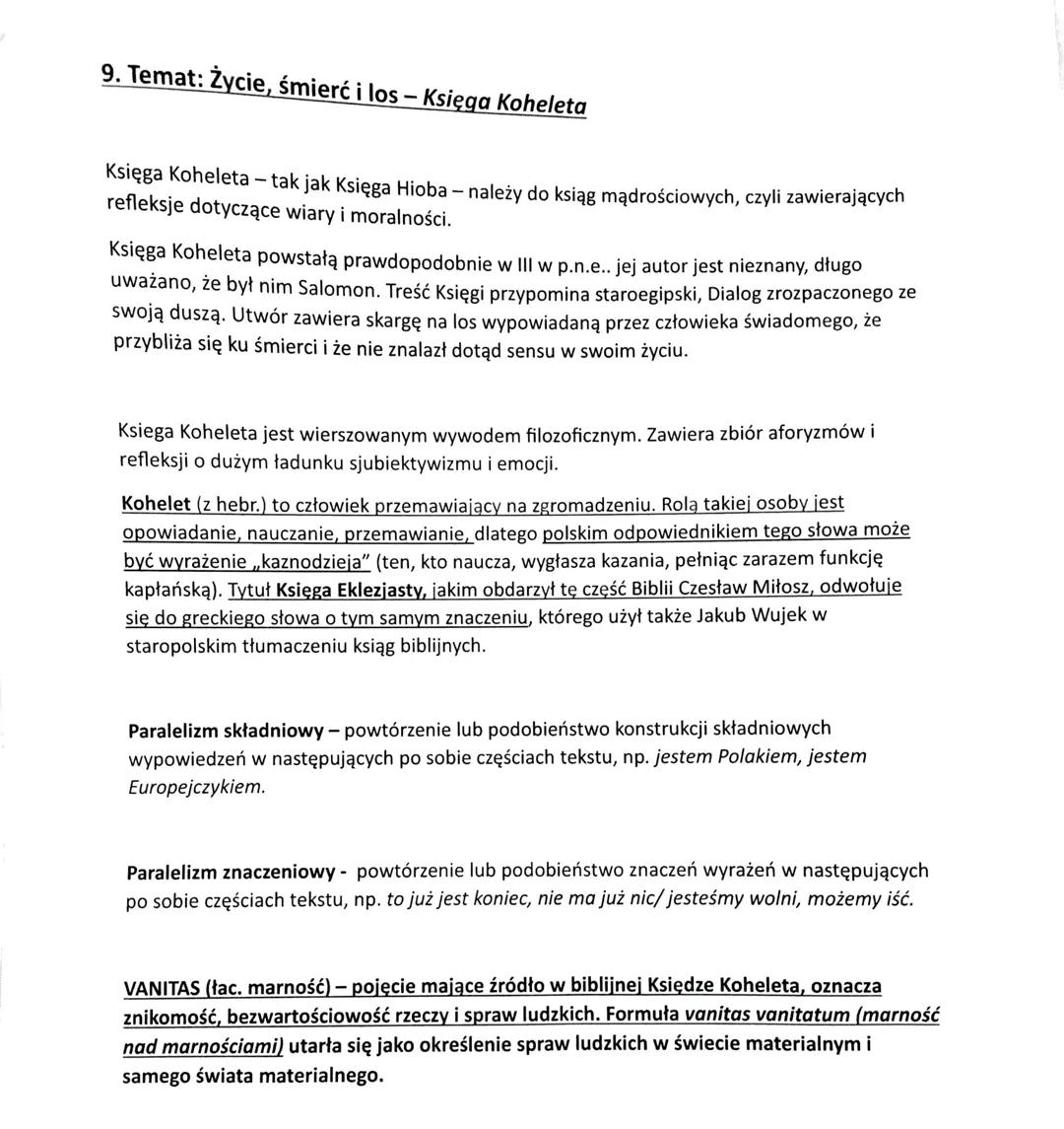 Życie, śmierć, los - księga Koheleta. 