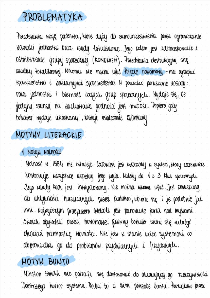Rok 1984
Charakterystyka bohaterów
Winston Smith pracownik Departamentu Archiwów W Ministerstwie Prawdy.
Zajmuje się wprowadzaniem zmian w a