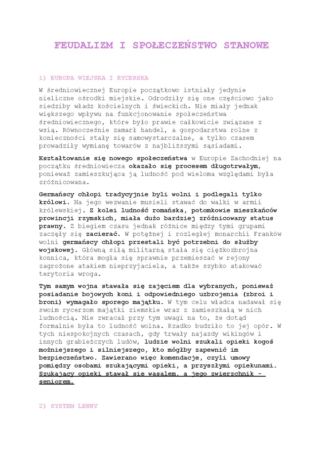 Feudalizm i społeczeństwo stanowe