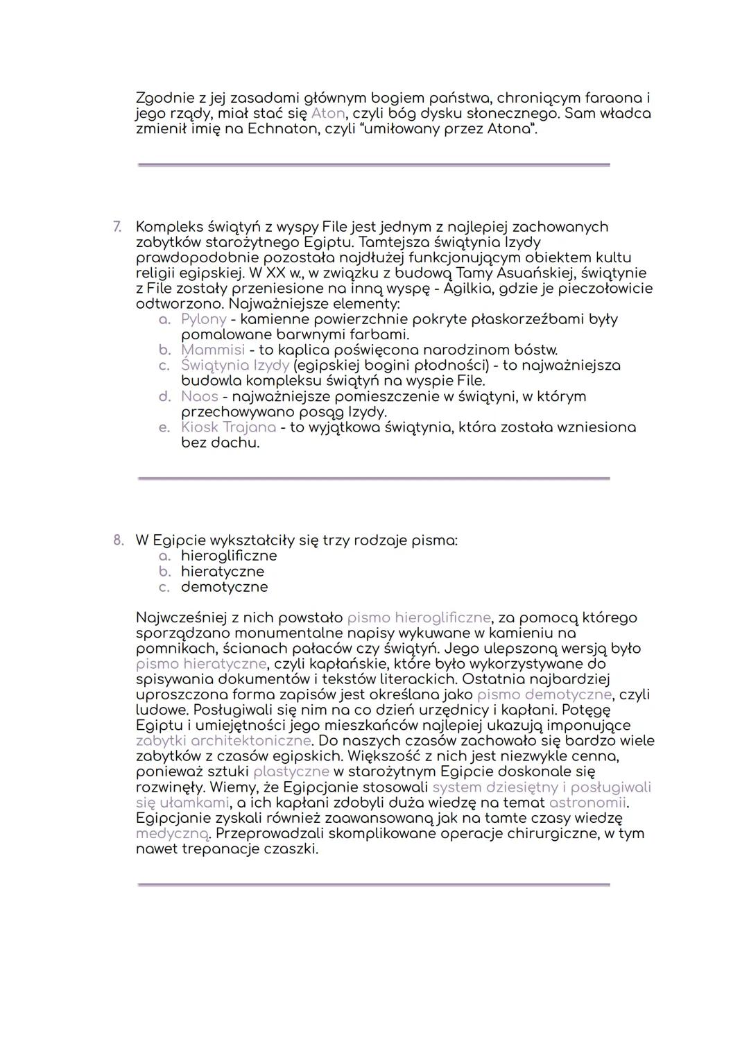 Starożytny Egipt
1. W dolinie Nilu
2. Początki państwa faraonów
3. Społeczeństwo starożytnego Egiptu
4. Ustrój polityczny Egiptu
5. Wierzeni