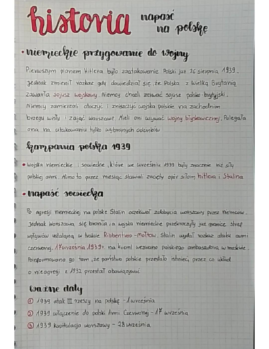 Atak na Polskę w 1939 roku - Historia klasa 8