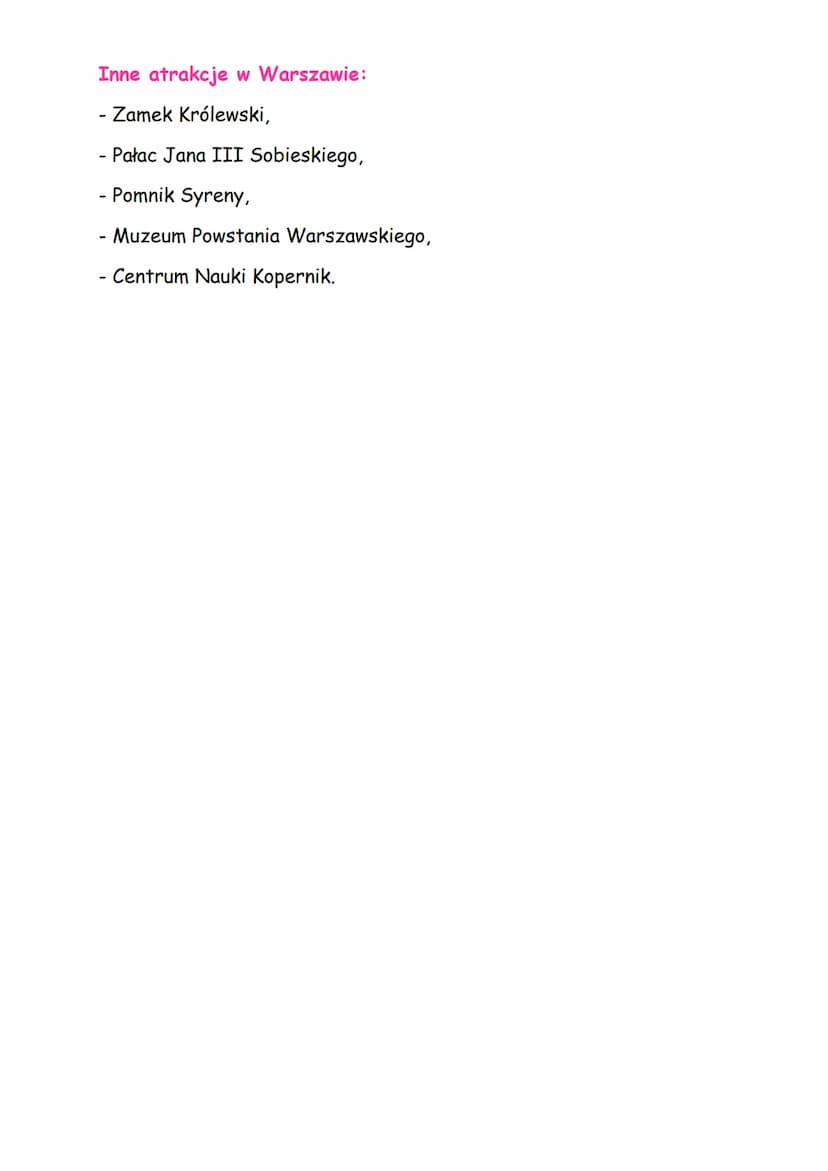 Temat: Krajobraz wielkomiejski Warszawy.
Warszawa to największe miasto w Polsce i nasza stolica.
Zamieszkiwane jest przez 1,9 mln osób (2023
