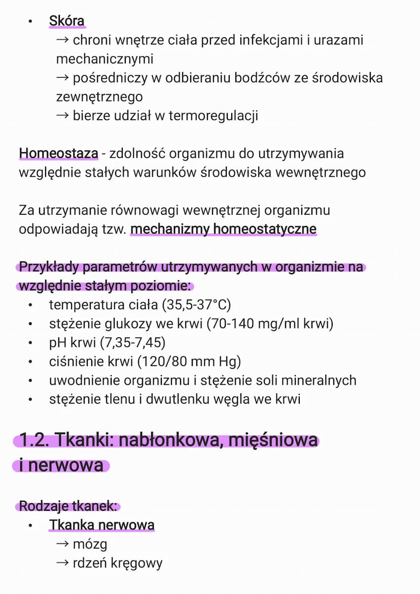 1. Organizm człowieka jako
funkcjonalna całość
1.1. Hierarchiczna budowa organizmu
człowieka
Budowa organizmu:
komórki → tkanki → narządy → 