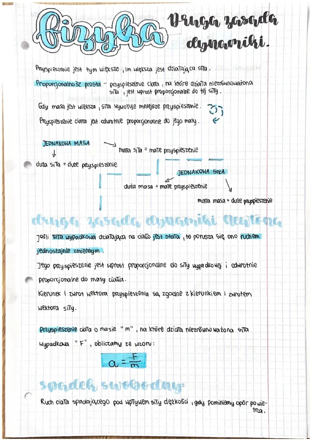 Druga zasada dynamiki.
