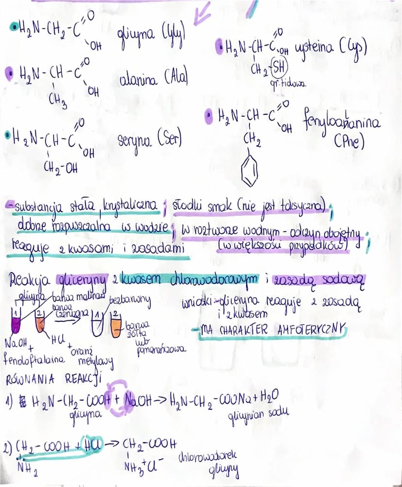 @H₂N-CH₂-C²O
H₂N-CH-C²
CH ₂ OH
•H₂N-CH-C²% seryna. (Ser)
сна-он
OH
OH
glicyna (yly)
alanina (Ala)
enizona
y
słodki
=substancja stała krystal