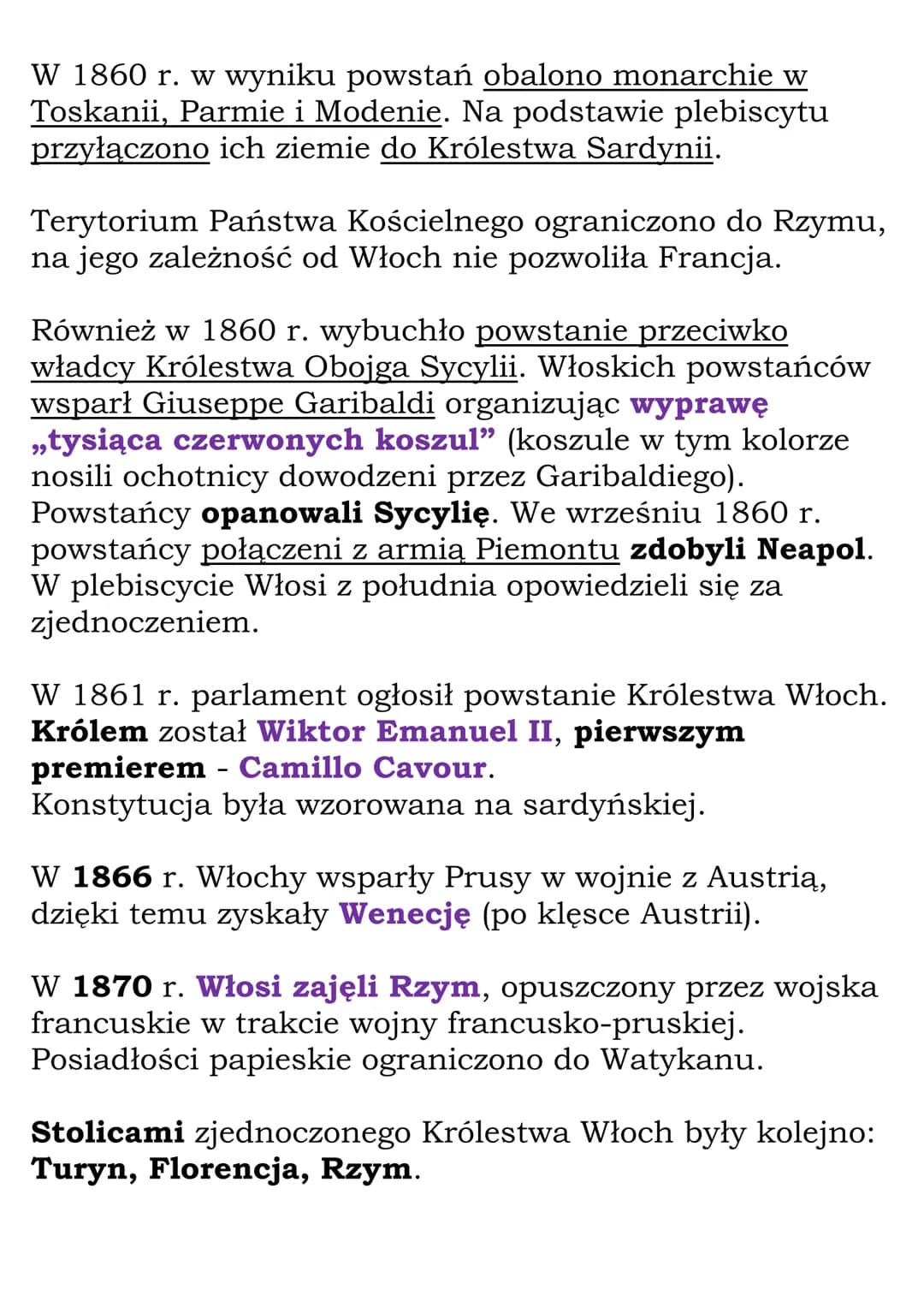 Od wojny krymskiej do
zjednoczenia Włoch
1848 Wiosna Ludów we Włoszech
1853-56 – wojna krymska
1859 - wojna koalicji francusko-sardyńskiej z