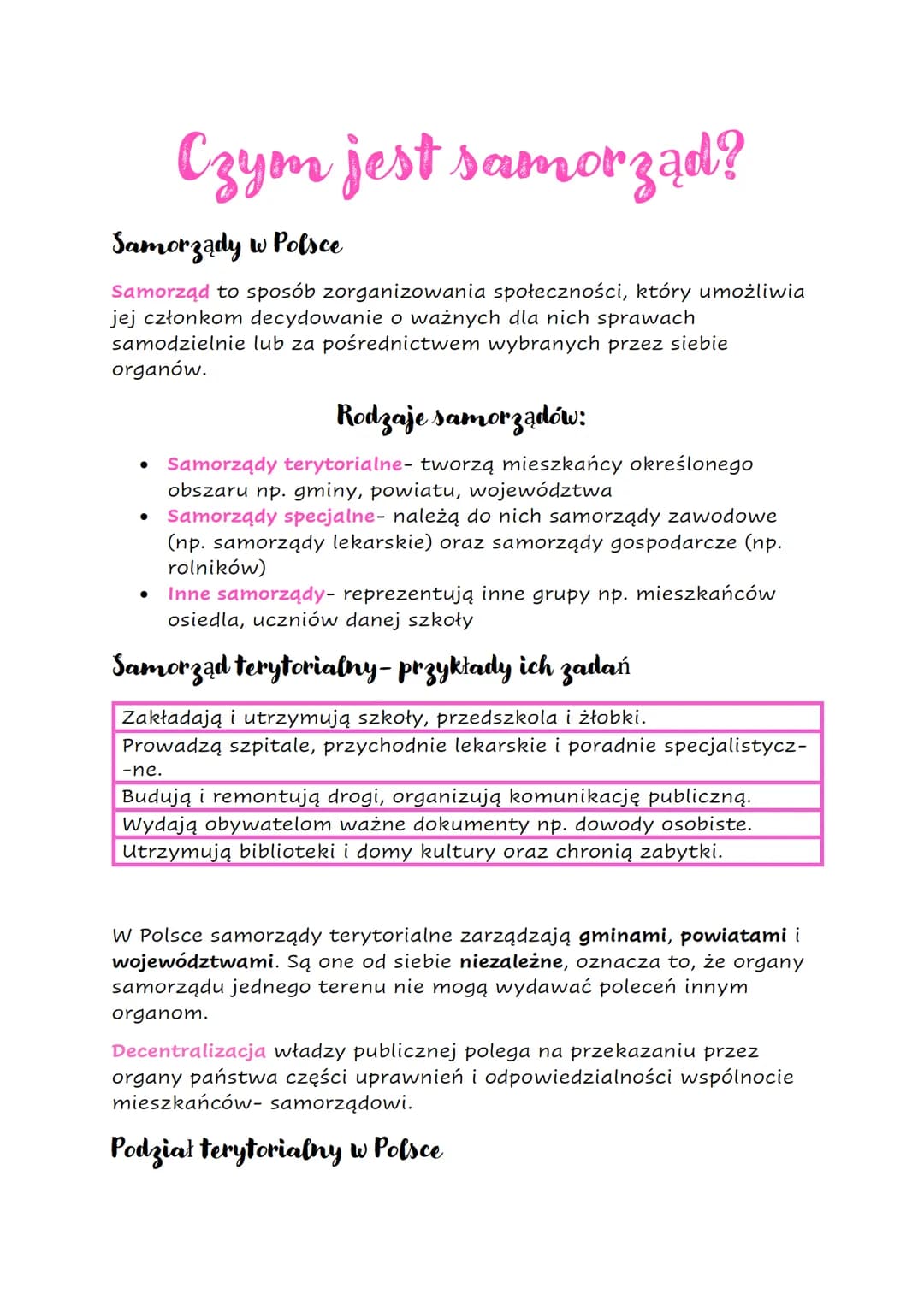 Samorządy w Polsce
Samorząd to sposób zorganizowania społeczności, który umożliwia
jej członkom decydowanie o ważnych dla nich sprawach
samo