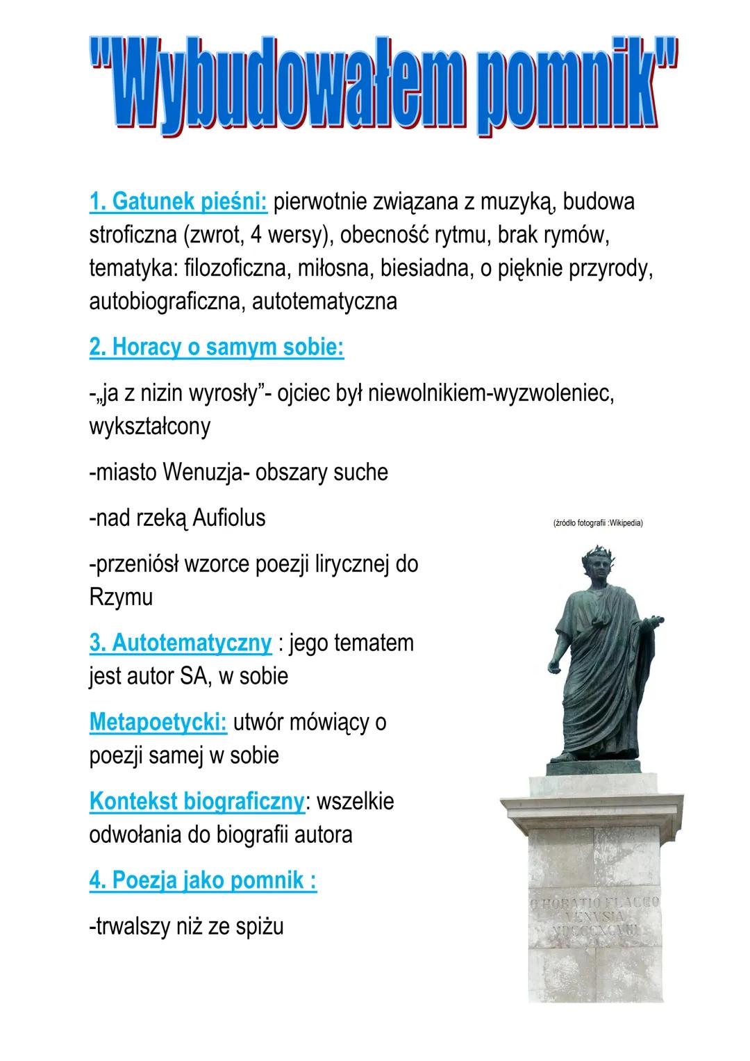 "Wybudowałem pomnik" Horacy 