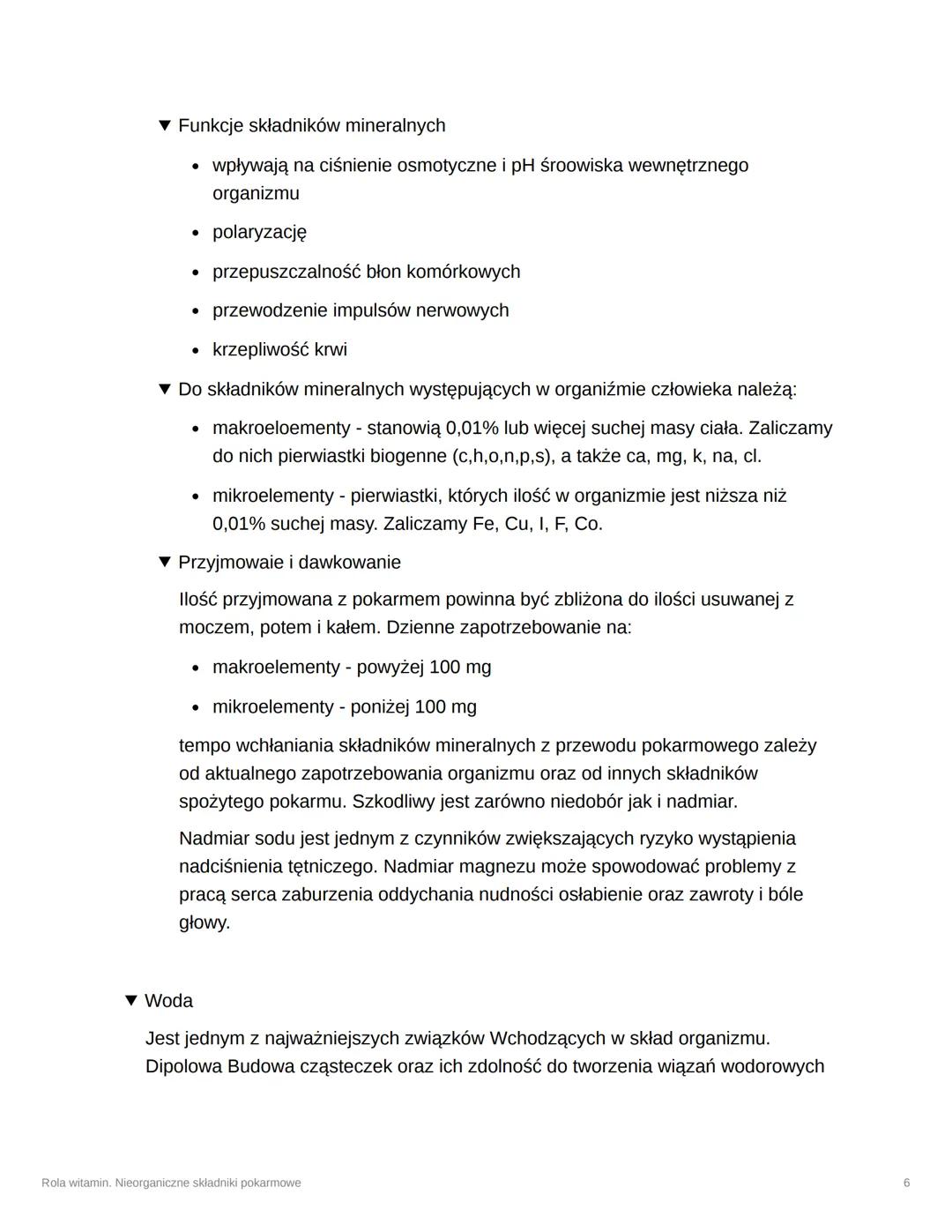 Rola witamin. Nieorganiczne
składniki pokarmowe
Tags
Checkbox
Date
Trudne
@November 3, 2023
▼ Nieorganiczne składniki pokarmowe
witaminy i s