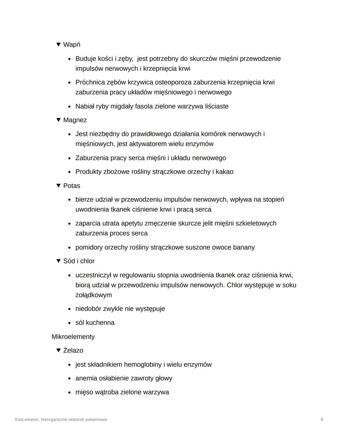 Rola witamin. Nieorganiczne
składniki pokarmowe
Tags
Checkbox
Date
Trudne
@November 3, 2023
▼ Nieorganiczne składniki pokarmowe
witaminy i s