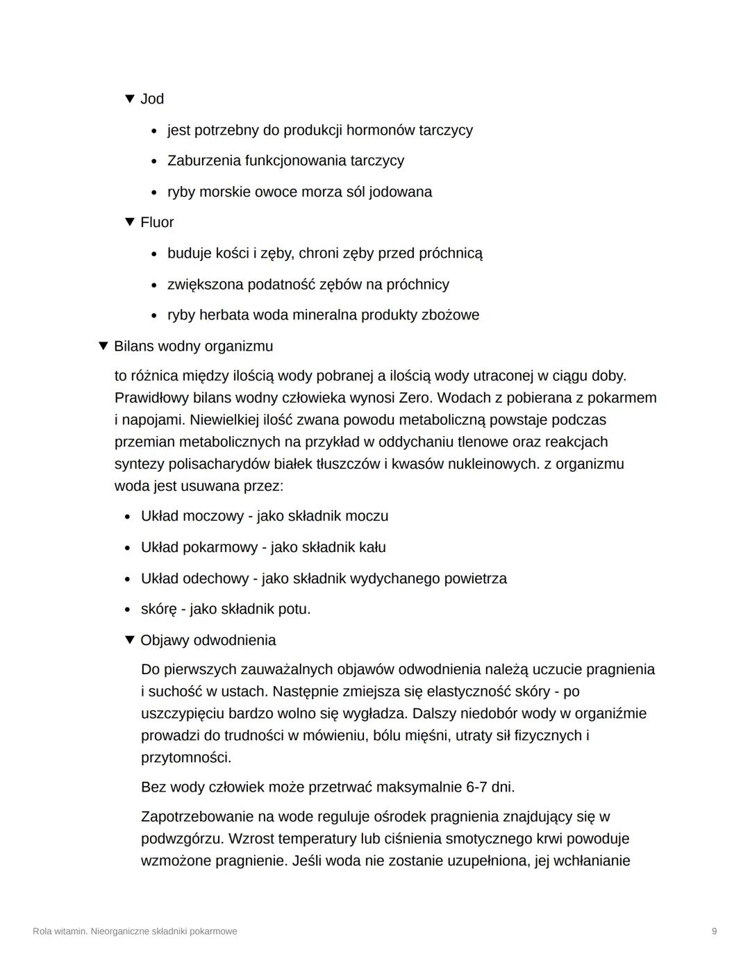 Rola witamin. Nieorganiczne
składniki pokarmowe
Tags
Checkbox
Date
Trudne
@November 3, 2023
▼ Nieorganiczne składniki pokarmowe
witaminy i s