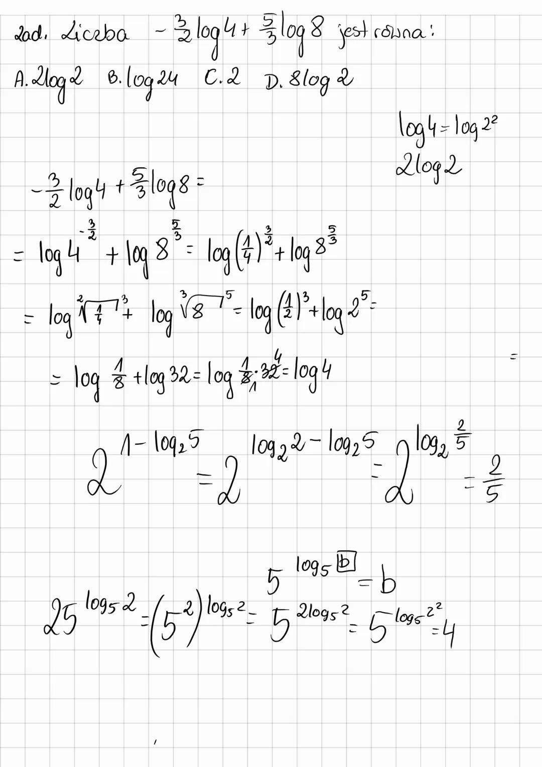 3. LOGARYTMY
Logarytmem logc dodatniej liczby c przy dodatniej i różnej od 1 podstawie a nazywamy wykładnik b
potęgi, do której należy podni